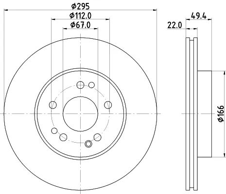Передние тормозные диски 52122 HELLA-PAGID