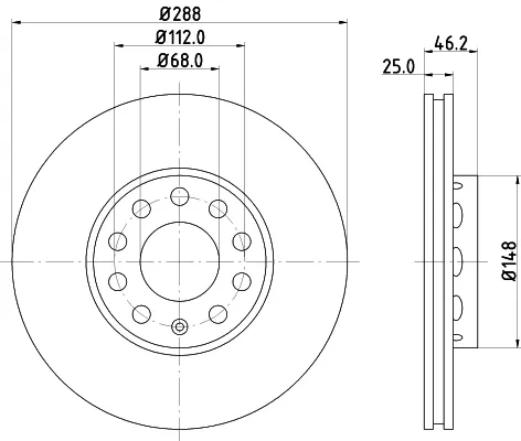 Передние тормозные диски 53942 HELLA-PAGID