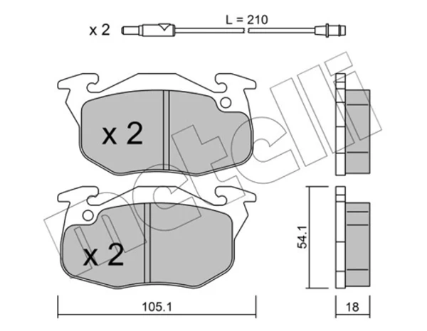 Передние тормозные колодки 2200370 Metelli