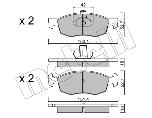 Передние тормозные колодки 2202742 Metelli