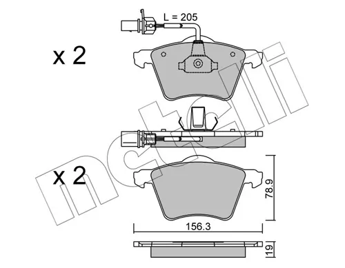 Передние тормозные колодки 2205501 Metelli