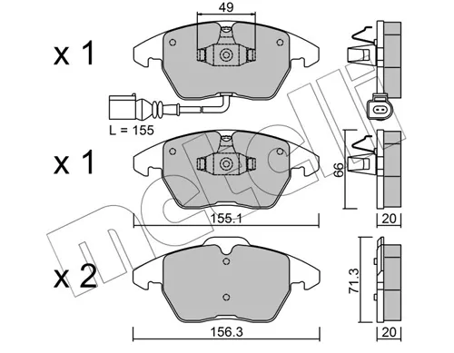 Передние тормозные колодки 2205480 Metelli