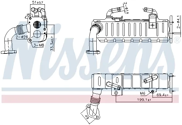 Радиатор системы EGR 989475 Nissens