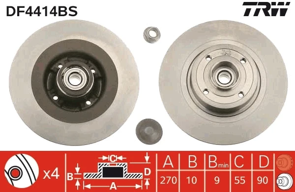 Тормозные диски DF4414BS TRW