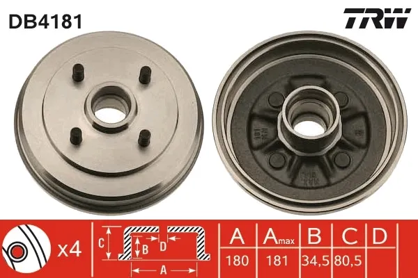 Тормозной барабан DB4181 TRW
