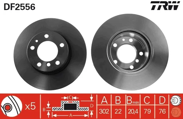 Передние тормозные диски DF2556 TRW