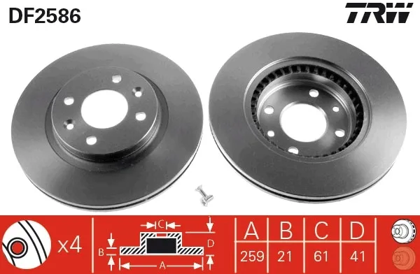 Передние тормозные диски DF2586 TRW