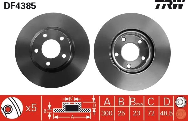 Передние тормозные диски DF4385 TRW