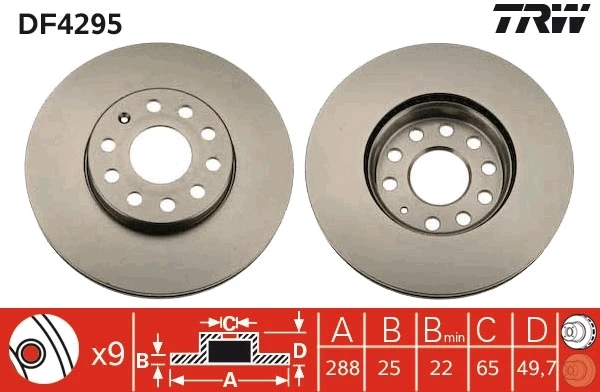 Диск тормозной передний TRW DF4295