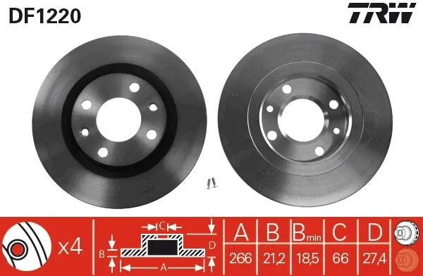 Передние тормозные диски DF1220 TRW