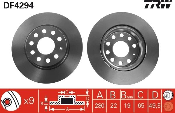 Диск тормозной передний TRW DF4294