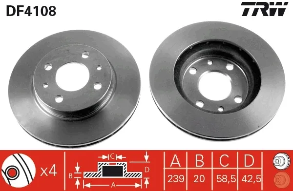 Передние тормозные диски DF4108 TRW