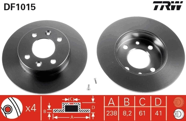 Передние тормозные диски DF1015 TRW