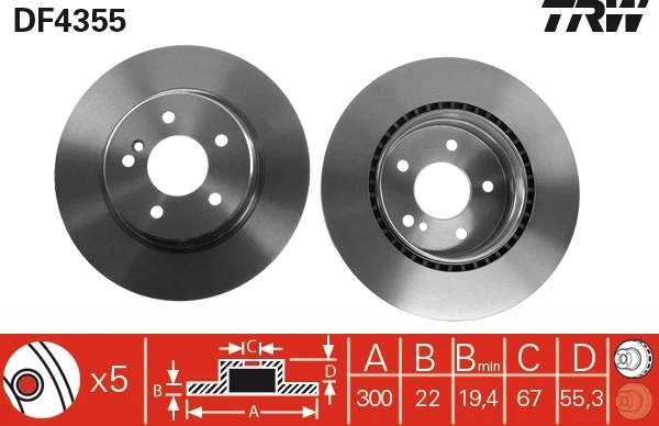 Тормозные диски DF4355 TRW