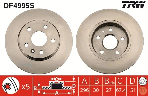 Передние тормозные диски DF4995S TRW