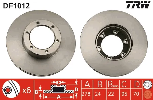 Передние тормозные диски DF1012 TRW