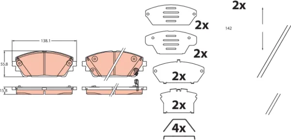 Передние тормозные колодки BCYA3328ZB Mazda