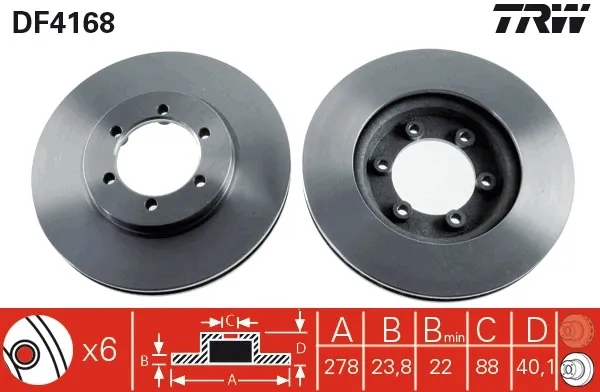 Передние тормозные диски DF4168 TRW