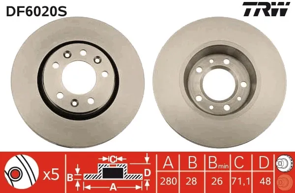 Передние тормозные диски DF6020S TRW