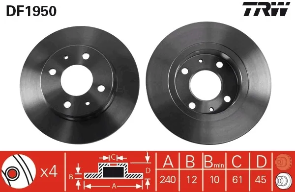 Передние тормозные диски DF1950 TRW