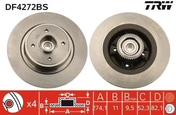 Тормозные диски DF4272BS TRW