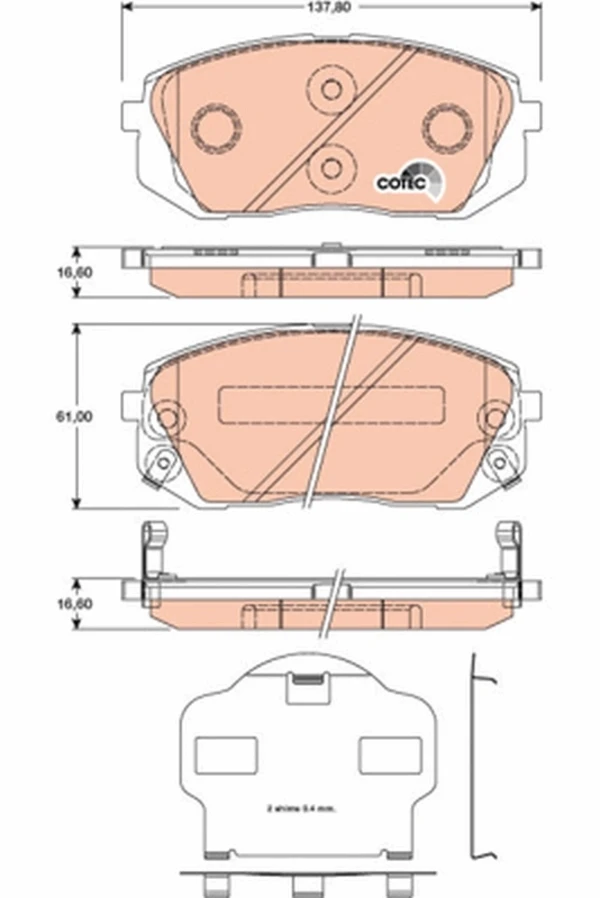 Передние тормозные колодки GDB3461 TRW