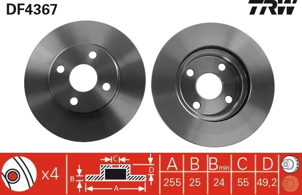 Передние тормозные диски DF4367 TRW