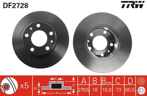 Передние тормозные диски DF2728 TRW