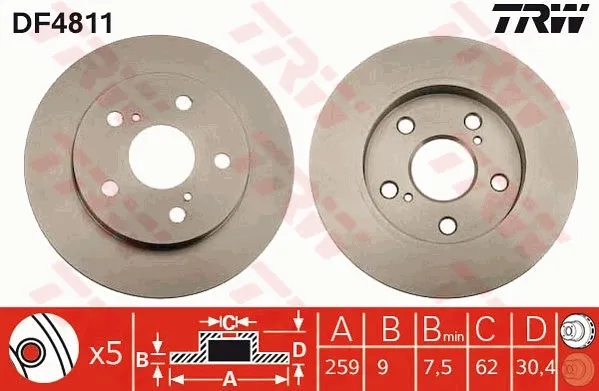 Тормозные диски DF4811 TRW