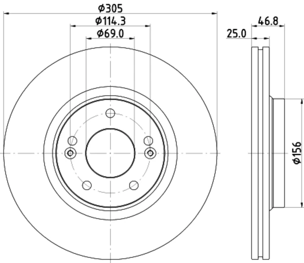 Передние тормозные диски 8DD355126541 HELLA