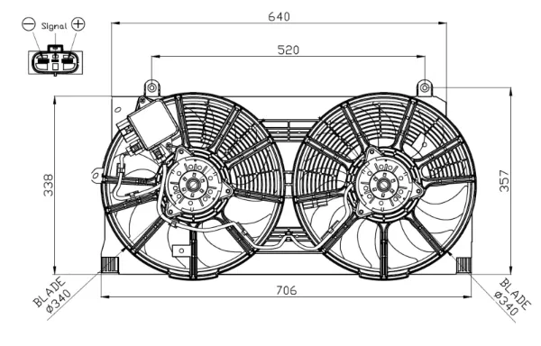 Диффузор вентилятора в сборе с мотором и крыльчаткой 47943 NRF