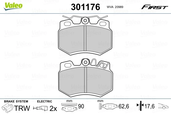 Передние тормозные колодки 301176 VALEO