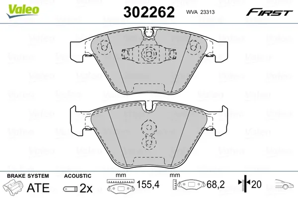 Передние тормозные колодки 302262 VALEO