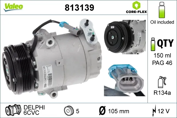 Компрессор кондиционера 813139 VALEO