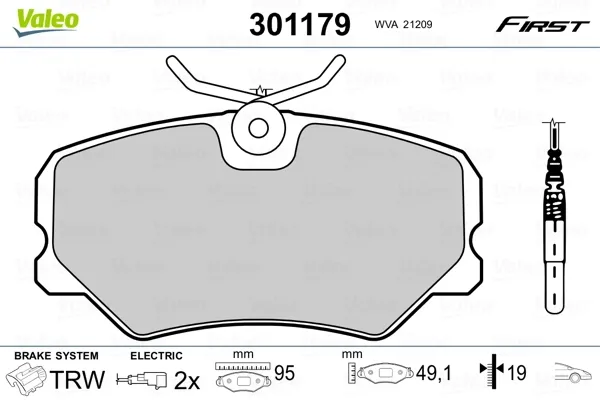 Передние тормозные колодки 301179 VALEO