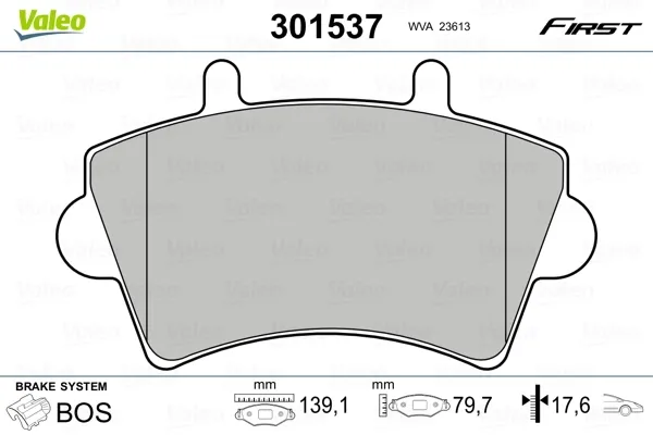Передние тормозные колодки 301537 VALEO