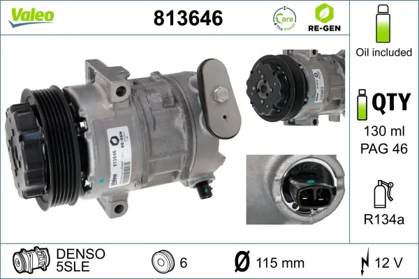 Компрессор кондиционера 813646 VALEO