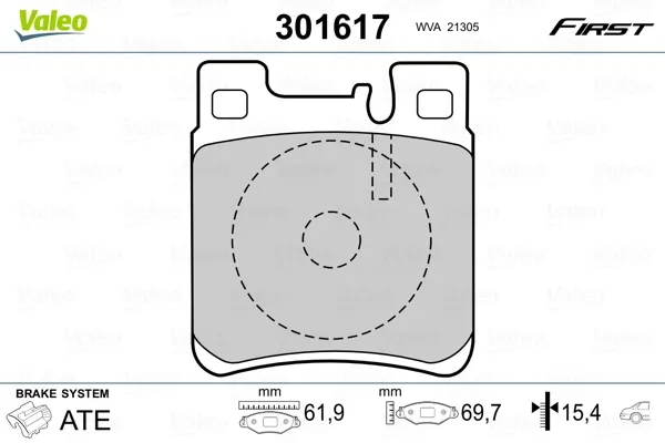 Задние тормозные колодки 301617 VALEO