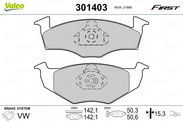 Передние тормозные колодки 301403 VALEO