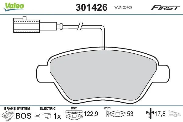 Передние тормозные колодки 301426 VALEO
