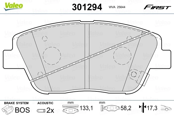 Передние тормозные колодки 301294 VALEO