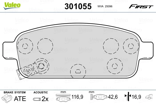 Задние тормозные колодки 301055 VALEO