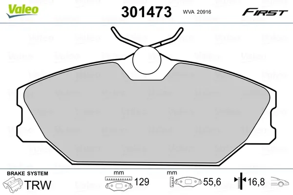 Передние тормозные колодки 301473 VALEO