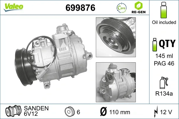 Компрессор кондиционера 699876 VALEO