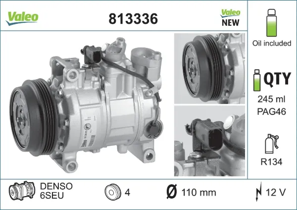 Компрессор кондиционера 813336 VALEO