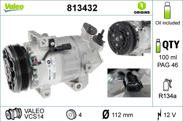 Компрессор кондиционера 813432 VALEO