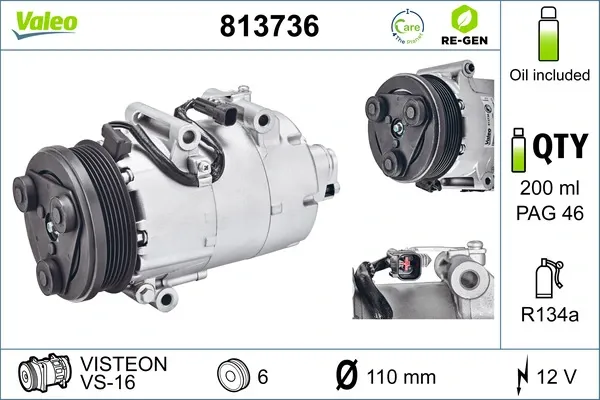 Компрессор кондиционера 813736 VALEO