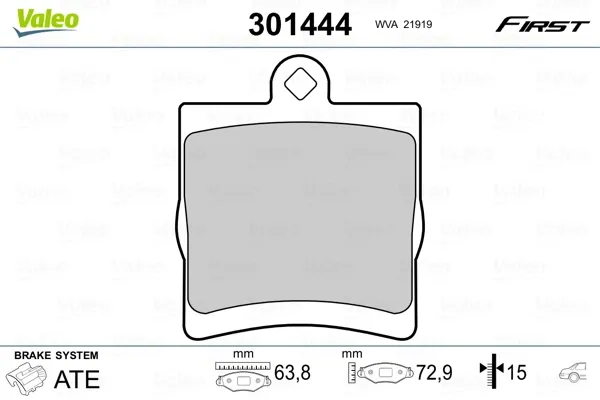 Задние тормозные колодки 301444 VALEO