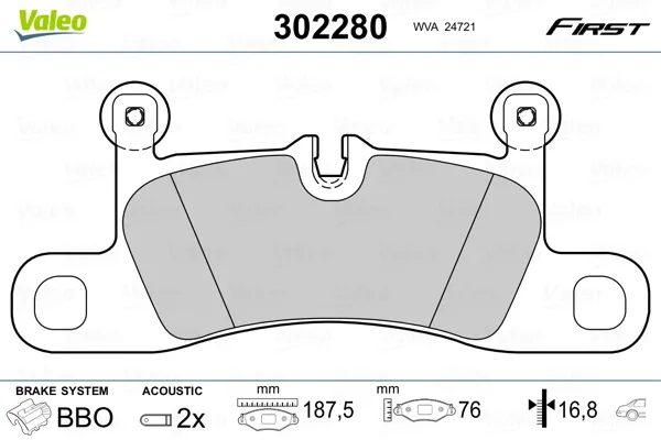 Задние тормозные колодки 302280 VALEO