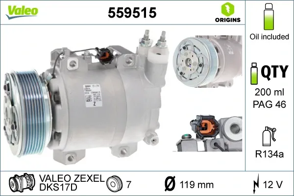 Компрессор кондиционера 559515 VALEO